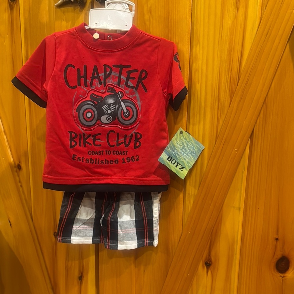 Red and Black Bike Club Kids Matching Set